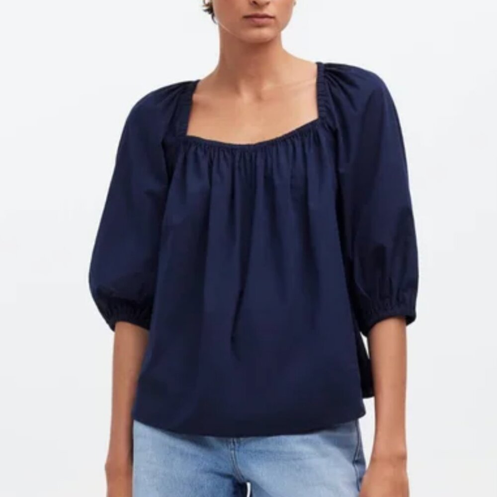 Madewell Women's Blue Puff-Sleeve